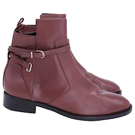 Balenciaga-Balenciaga Flat Ankle with Belt Detail Boots in Brown Leather-Brown