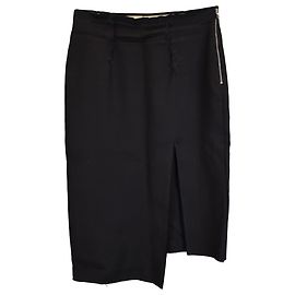Acne Studios Front Slit Skirt in Black Wool Black