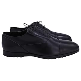 Tod's- Tod's Oxfords Lace Up Oxford Shoes in Black Calfskin Leather-Black