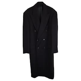 Ermenegildo Zegna-Ermenegildo Zegna Double-Breasted Coat in Navy Blue Cashmere-Blue,Navy blue