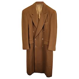 Ermenegildo Zegna-Ermenegildo Zegna Double-Breasted Coat in Camel Cashmere-Yellow,Camel