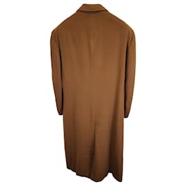 Ermenegildo Zegna-Ermenegildo Zegna Double-Breasted Coat in Camel Cashmere-Yellow,Camel