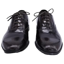 Prada- Prada Lace Up Brushed Oxford Shoes in Brown Leather-Brown