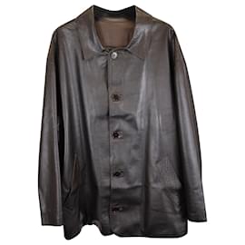 Fendi-Fendi Vintage Single-Breasted Jacket in Brown Leather-Brown,Red