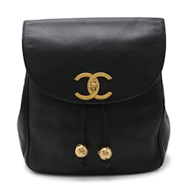 Chanel-Chanel Coco Mark Chain Shoulder Backpack-Black,Navy blue