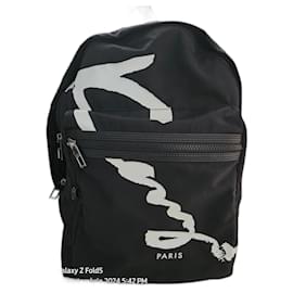 Kenzo Backpack Black Polyester Rubberized Logo Black