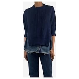 Sacai-Blue panelled denim knit top - size UK 6-Blue