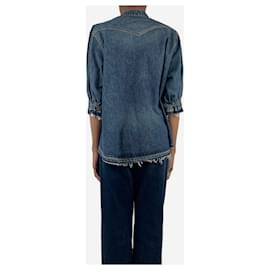 Sacai-Blue panelled denim knit top - size UK 6-Blue