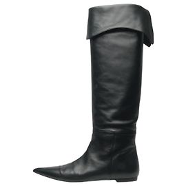 Khaite Black leather knee-high boots - size EU 39 Black
