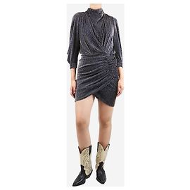 Iro Black high-neck ruched dress - size UK 8 Black