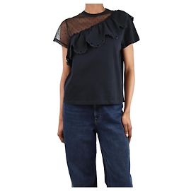 Red Valentino Schwarzes Rüschenspitze T-Shirt - Größe XS Schwarz