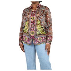 Etro Camicia stampata paisley marrone - taglia UK 6 Marrone