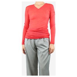 Moncler Pull léger rouge en V - taille M Rouge