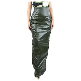 Rick Owens Falda maxi de vinilo verde recubierto - talla UK 14 Verde