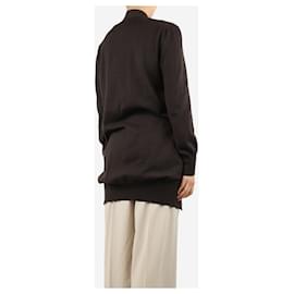 Hermès-Brown cashmere long pocket cardigan - size M-Brown