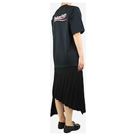 Balenciaga-Black cotton t-shirt and pleated midi dress - size UK 6-Black