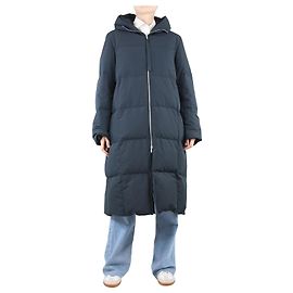 Jil Sander Navy hooded down jacket - size UK 10 Blue