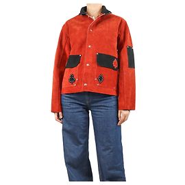 Johnnie Boden Rust suede patchwork studded jacket - size XS Orange