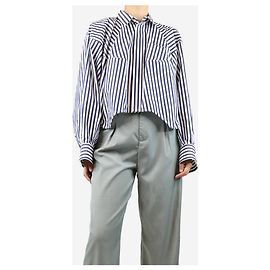 Sacai Camicia cropped oversize a righe blu - taglia S Blu