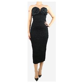 Mara Hoffman Schwarzes, trägerloses Midi-Kleid mit Popeline-Besatz - Größe S Schwarz