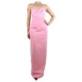 Carolina Herrera Rosa gerafftes trägerloses Maxikleid - Größe UK 8 Pink