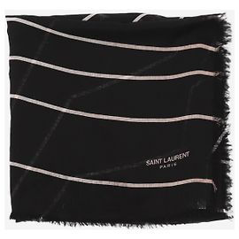Saint Laurent Black star printed wool scarf - size Black