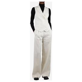 Fendi-Neutral linen waistcoat and trouser set - size UK 6-Other