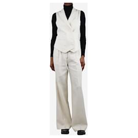 Fendi-Neutral linen waistcoat and trouser set - size UK 6-Other