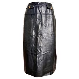Chanel Vintage Lammleder Midikleid, FR 36 Schwarz