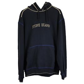 Sudadera de algodón azul marino con logo bordado de Stone Island Azul Azul marino