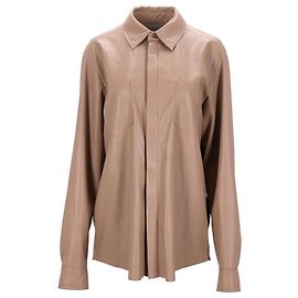Nanushka Patch-Pocket-Faux-Lederhemd aus beigem Polyester Beige