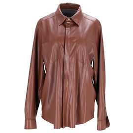Nanushka Patch-Pocket-Faux-Lederhemd aus braunem Polyester Braun Rot