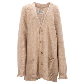Maison Martin Margiela Beige Leinen V-Ausschnitt Cardigan von Maison Margiela Beige