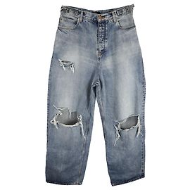 Balenciaga Distressed Weite Jeans aus hellblauer Baumwolle Blau Hellblau