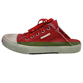 Balenciaga-Balenciaga Paris Mule Sneakers in Red Canvas-Red