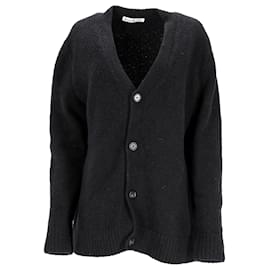 Acne-Acne Studios V-Neck Buttoned Cardigan in Black Wool-Black