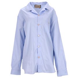 Gucci Button-Down Shirt in Light Blue Cotton Blue Light blue