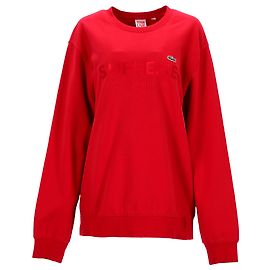 Sudadera de cuello redondo Supreme x Lacoste en algodón rojo Roja