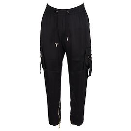 Calças cargo slim-fit com cordão Balmain em algodão preto Preto