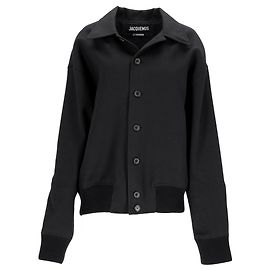 Jacquemus Le Chouchou 'Le Bomber Feltro' Bomber Jacket in Black Wool Black