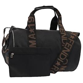 Fendi-FENDI Hand Bag Canvas 2way Black Brown Auth bs16831-Brown,Black