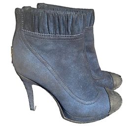 Chanel Ankle Boots Leather Dark Blue Dark blue