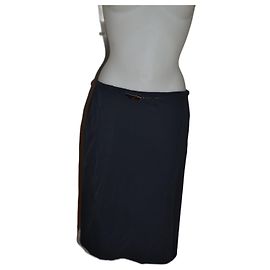 Saia midi Max Mara com cinto azul Azul