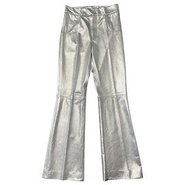 Philosophy di Lorenzo Serafini Hose aus silbernem Leder Silber