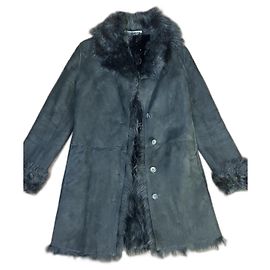 casaco de couro e pele jil sander Preto
