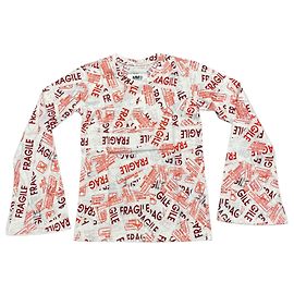 Pull Mm6 FRAGILE en coton écru et rouge Multicolore