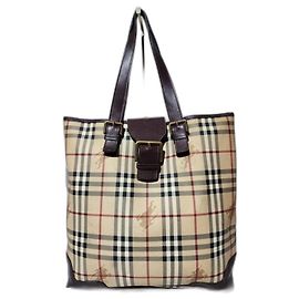 Bolsa Tote com fivela Haymarket vintage Burberry marrom/bege Marrom Bege