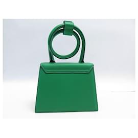 Jacquemus-NINE JACQUEMUS LE CHIQUITO HAND BAG WITH BOW SHOULDER STRAP LEATHER PURSE-Green