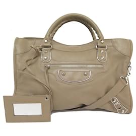Balenciaga-NEW BALENCIAGA CLASSIC CITY 390154 METALIC EDGE HAND BAG PURSE-Cream