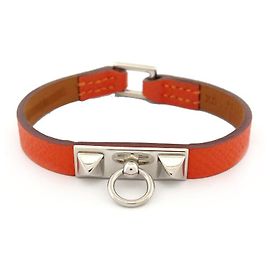Hermès NINE HERMES RIVALE MINI BRACELET EPSOM LEATHER ORANGE H081181CC 17 XS BANGLE Orange